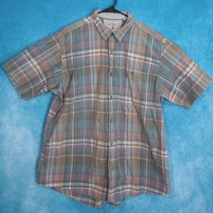 Red Head Button Up Shirt, Short Sleeve, Plaid, Men's, Size XL